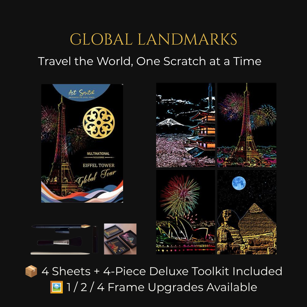 Global Landscapes Scratch Art Board (14 Themes)